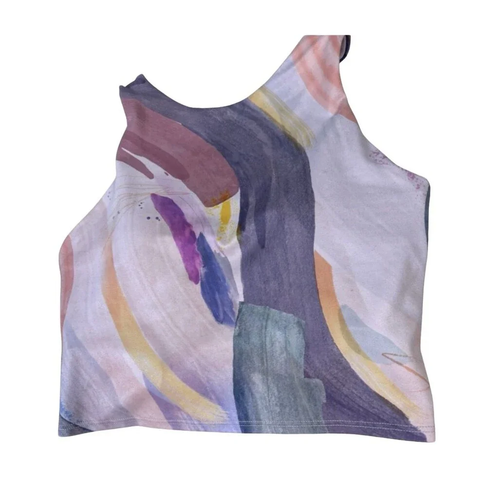 Athleta Conscious Crop Size XS Sports Bra in Vibrance Orchid Watercolor - EUC